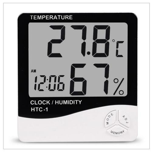 Beltéri LCD időjárás állomás Elektronikus hőmérséklet páratartalom mérő digitális hőmérő higrométer  ébresztőóra HTC-1