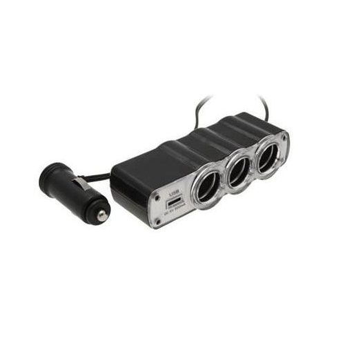 Szivargyújtó elosztó 3-as + USB ( IN -CAR USB TRIPLE SOCKET 4in1 ) MOUNT 12V/24V, WF-0120