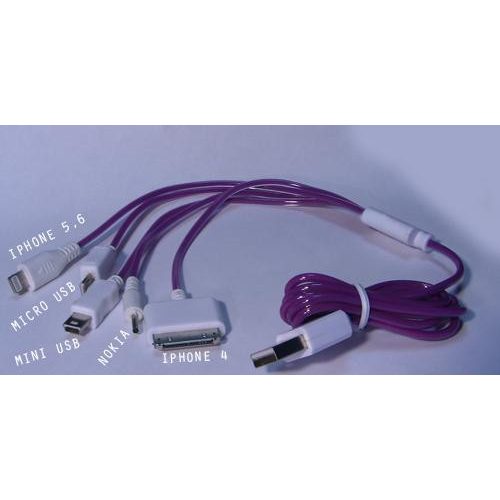 USB Charger 5 in 1  Apple Lightning, Nokia, Apple 30 Pin, MiniUSB, Micro USB
