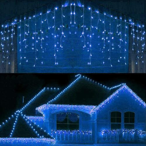 180 LED-es karácsonyi jégcsap fényfüzér, izzósor, 9 m KéK